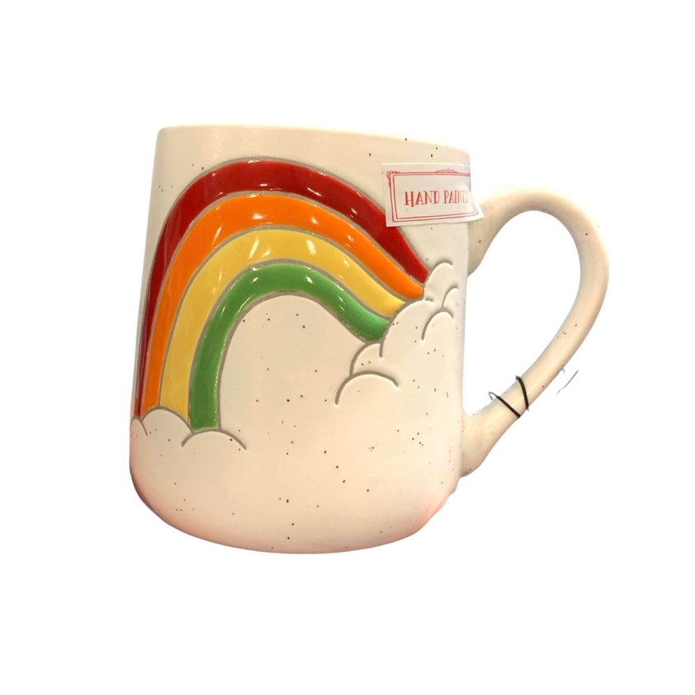 NWT Suffield Home Hand Painted Rainbow Happiness Mug Microwave Dishwasher Safe